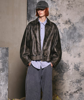 Sheep Leather Single Riders Collared Jacket