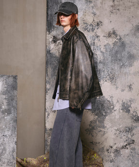 Sheep Leather Single Riders Collared Jacket