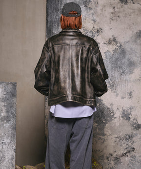 Sheep Leather Single Riders Collared Jacket