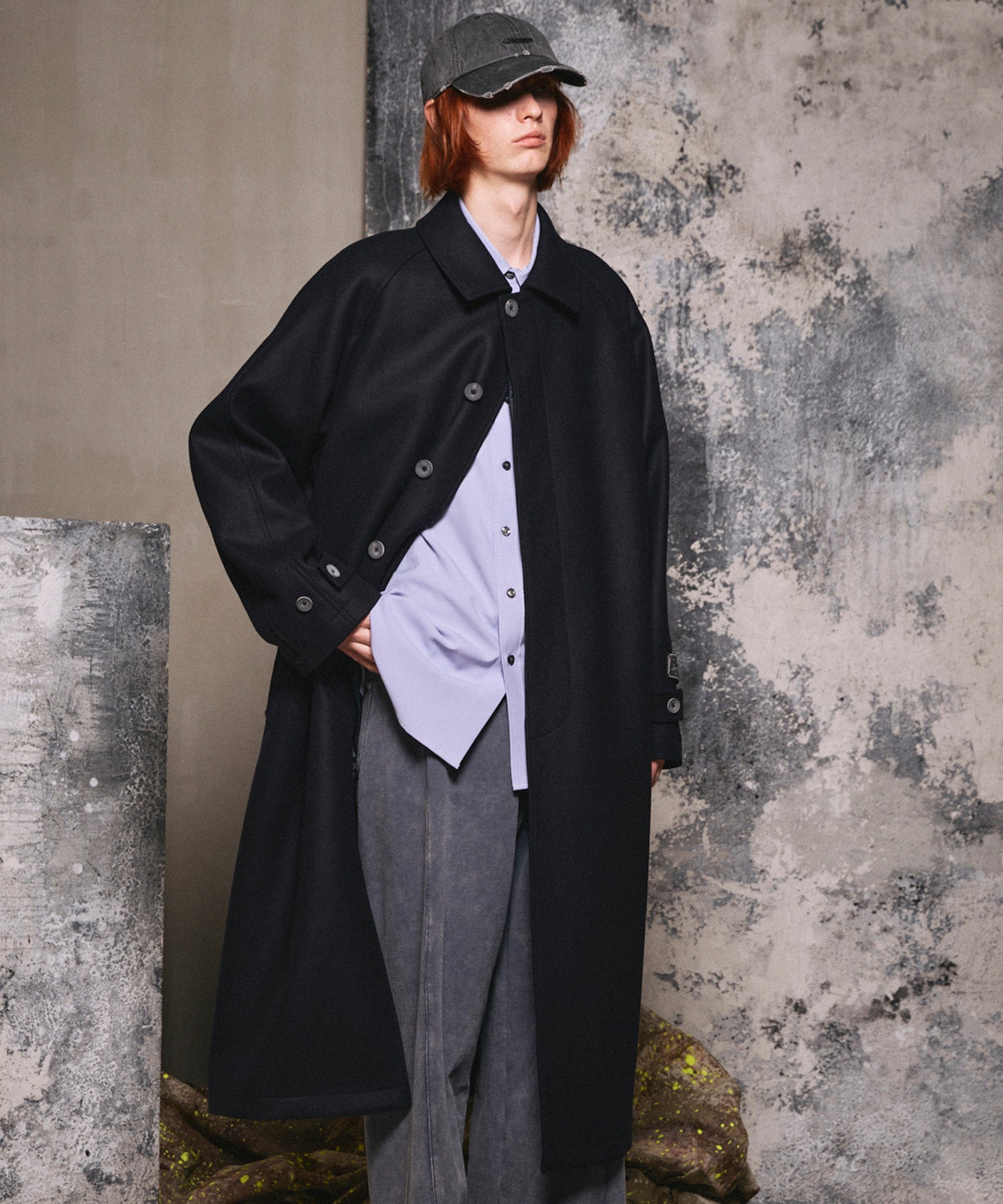 Super140s Prime-Over Melton Balmachan Coat