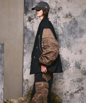 4 색 샹 브레이 세탁 가능한 양모 피크 라펠 더블 가슴 재킷