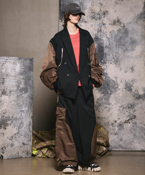 4 색 샹 브레이 세탁 가능한 양모 피크 라펠 더블 가슴 재킷