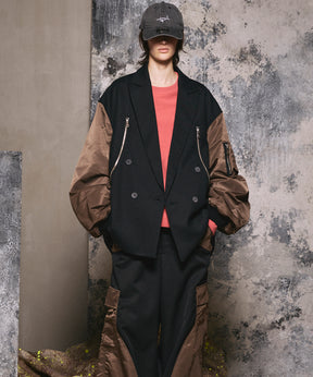 4 색 샹 브레이 세탁 가능한 양모 피크 라펠 더블 가슴 재킷