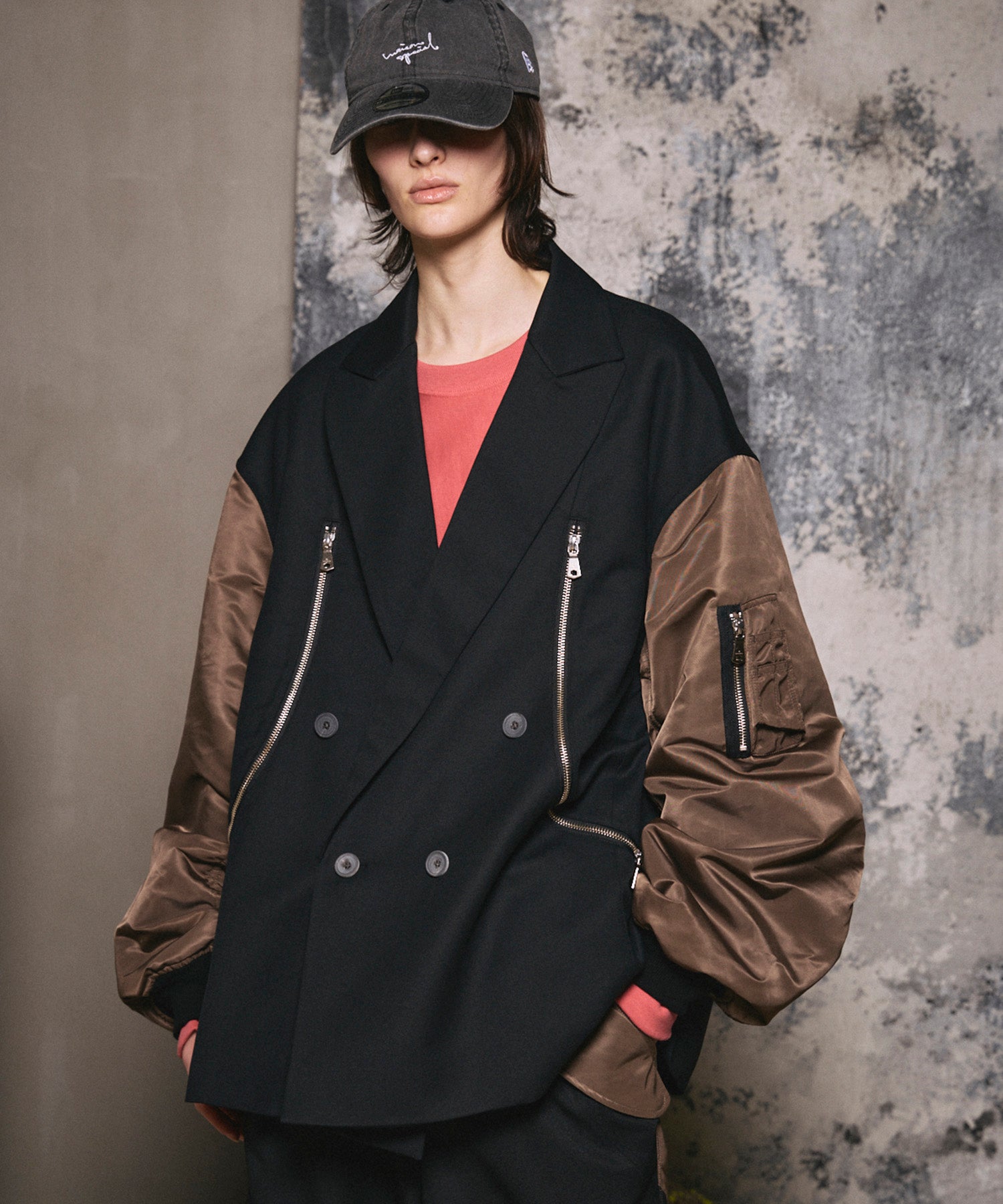 4 색 샹 브레이 세탁 가능한 양모 피크 라펠 더블 가슴 재킷