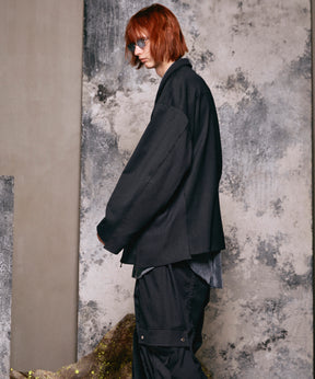 4 Colors Chambray Washable Wool Peaked Lapel Double Breasted Jacket