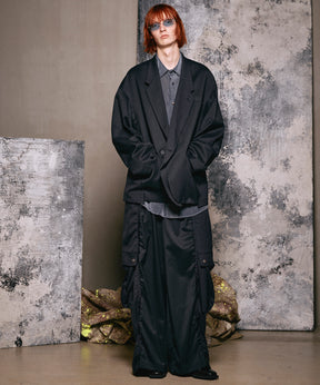 4 Colors Chambray Washable Wool Peaked Lapel Double Breasted Jacket