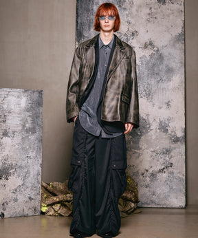 4 Colors Chambray Washable Wool Peaked Lapel Double Breasted Jacket