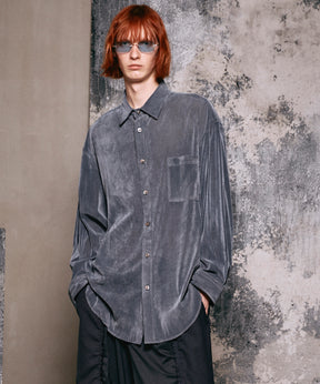 프라임 오버 플록 프린트 일반 칼라 셔츠 코트