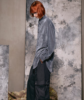 프라임 오버 플록 프린트 일반 칼라 셔츠 코트