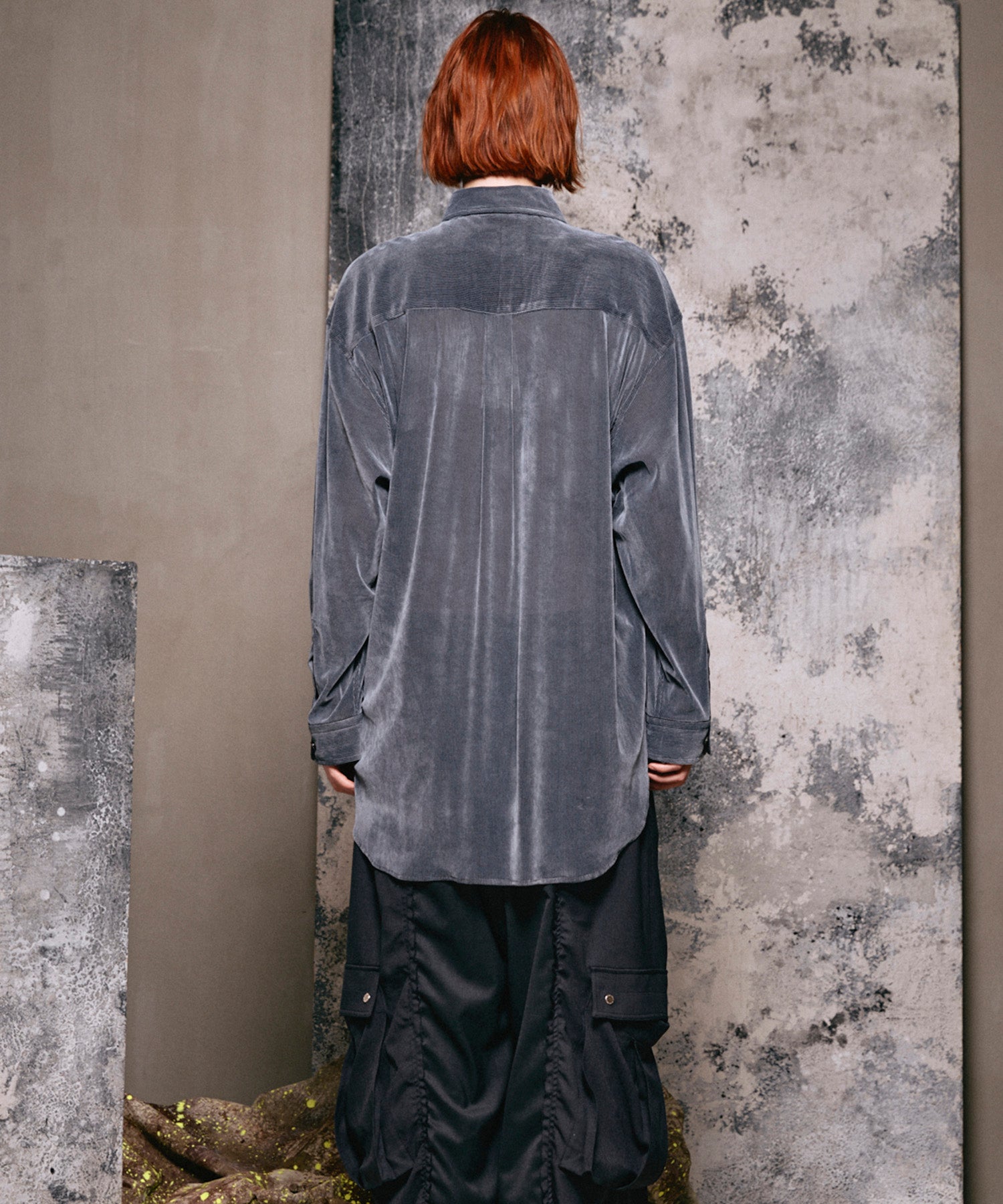 프라임 오버 플록 프린트 일반 칼라 셔츠 코트