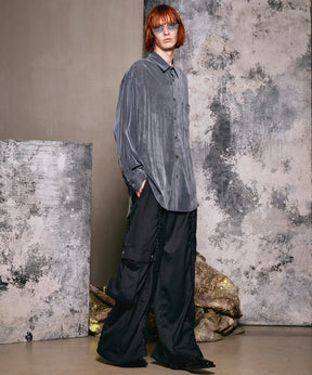 프라임 오버 플록 프린트 일반 칼라 셔츠 코트