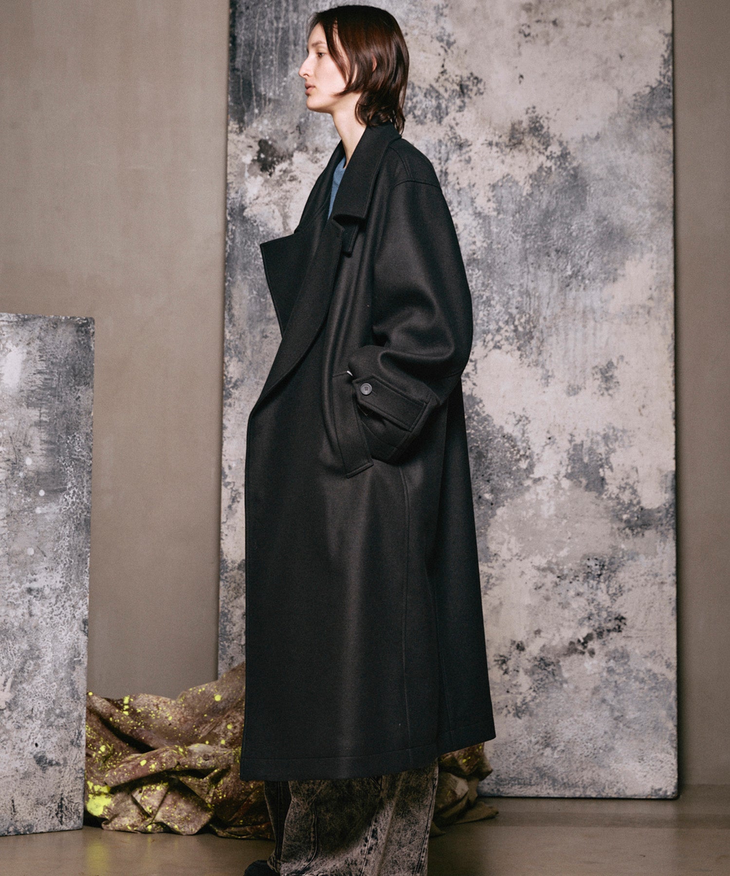 Super140s Prime-Over Melton Double Breasted Coat