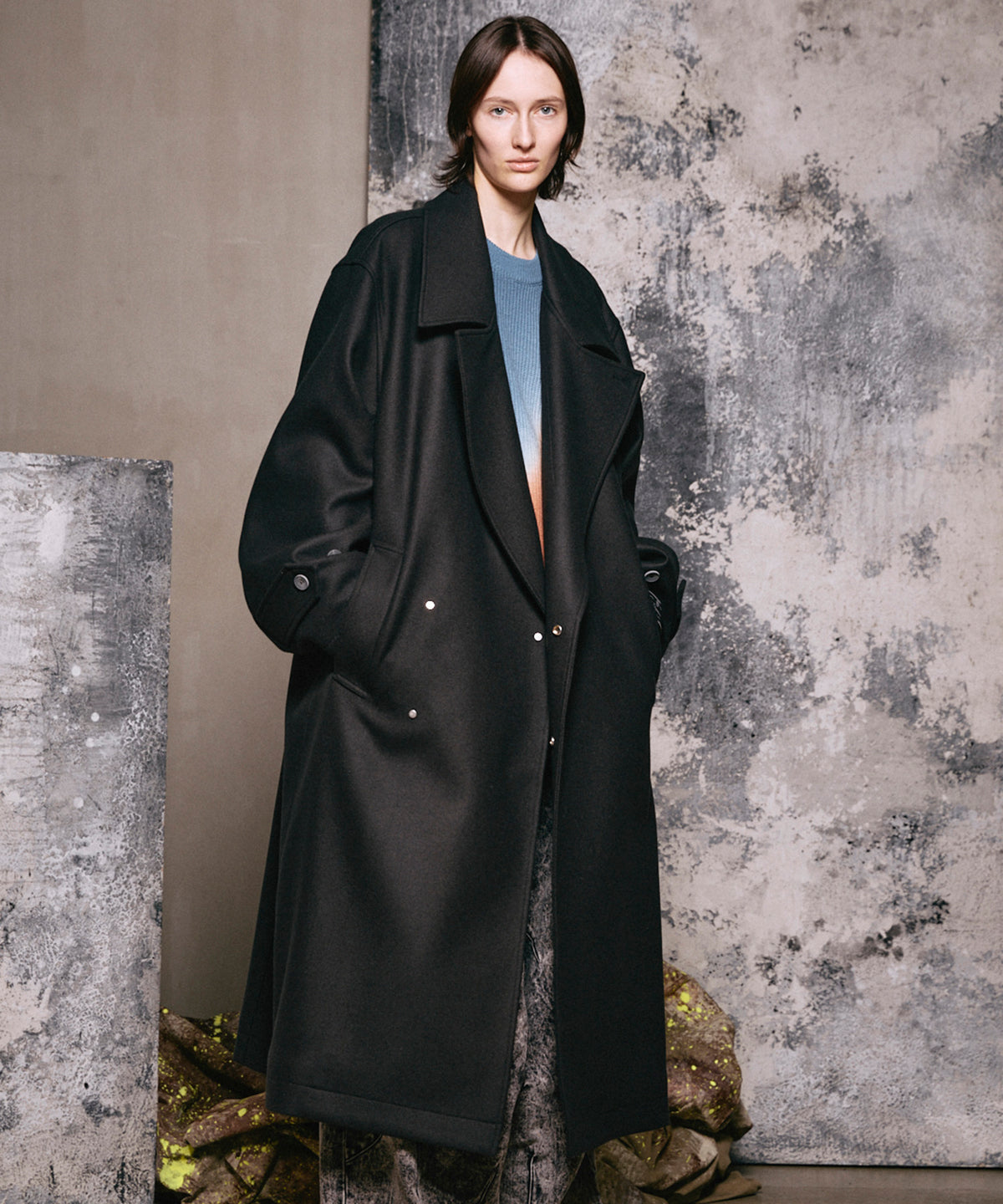 Super140s Prime-Over Melton Double Breasted Coat