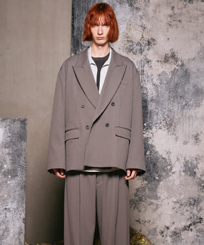 4 색 샹 브레이 세탁 가능한 양모 피크 라펠 더블 가슴 재킷