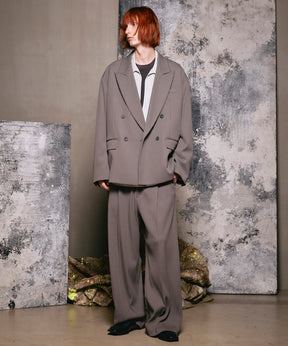 4 색 샹 브레이 세탁 가능한 양모 피크 라펠 더블 가슴 재킷