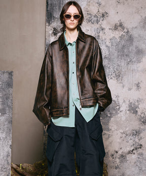 Sheep Leather Single Riders Collared Jacket