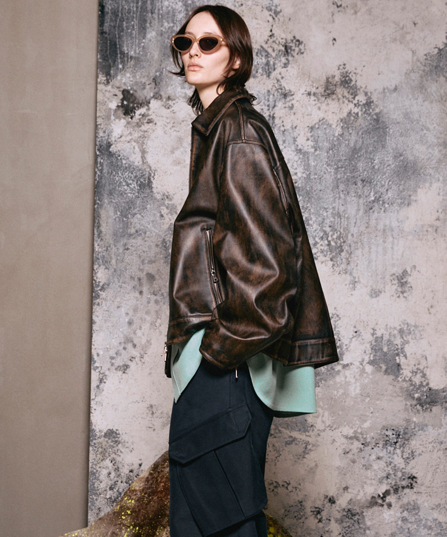 Sheep Leather Single Riders Collared Jacket