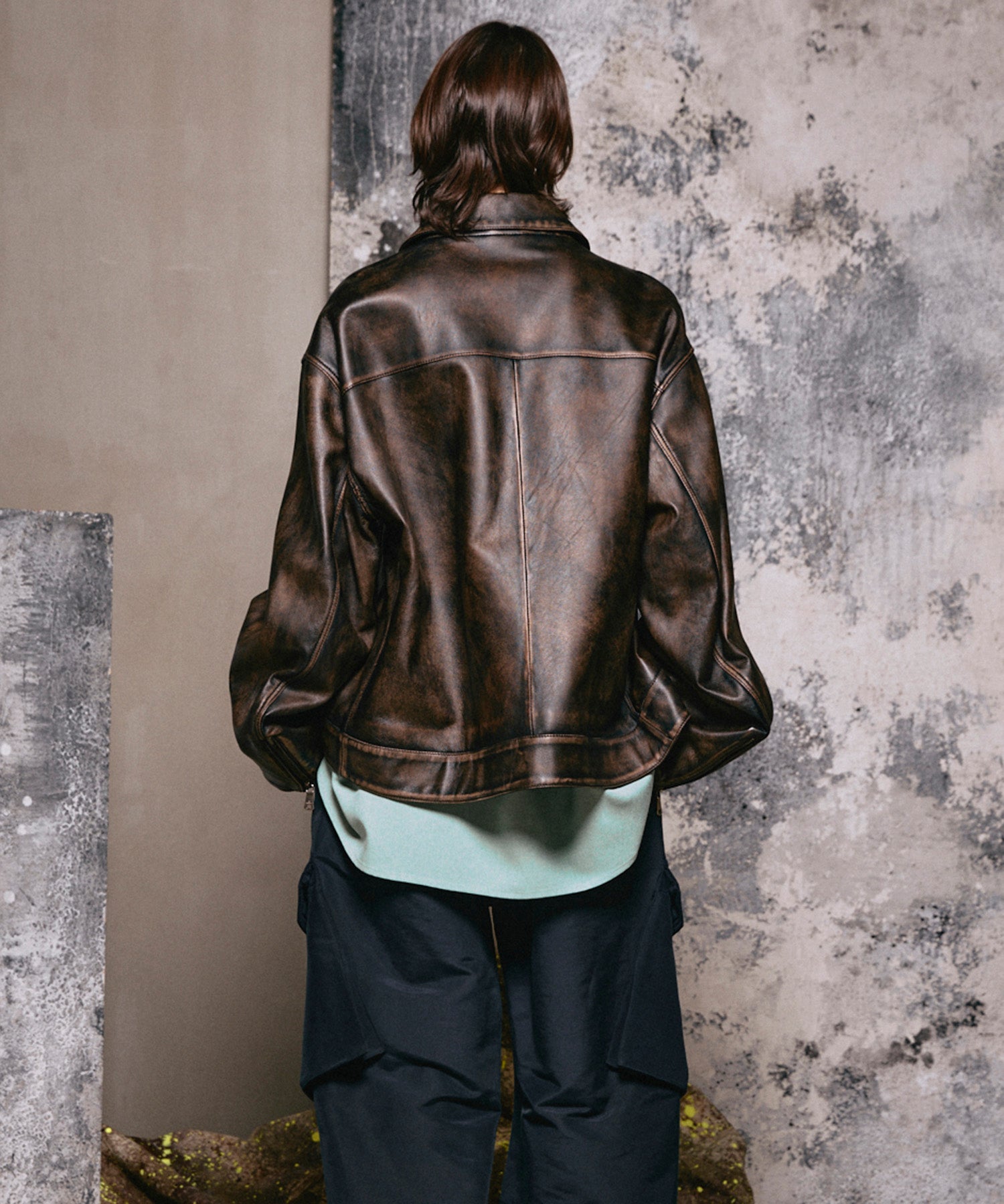 Sheep Leather Single Riders Collared Jacket