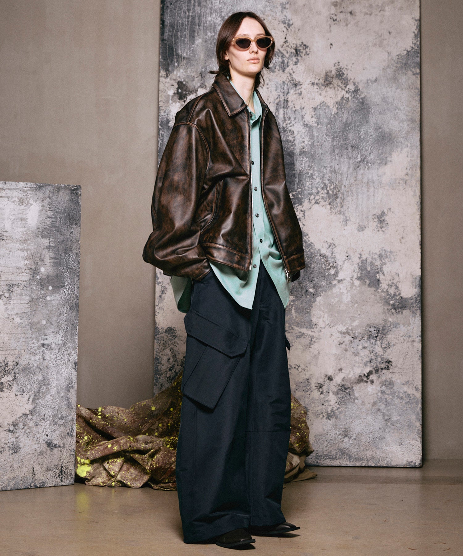 Sheep Leather Single Riders Collared Jacket