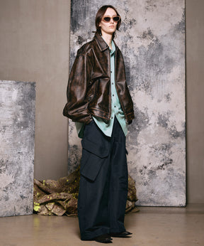 Sheep Leather Single Riders Collared Jacket