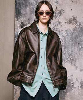 Sheep Leather Single Riders Collared Jacket