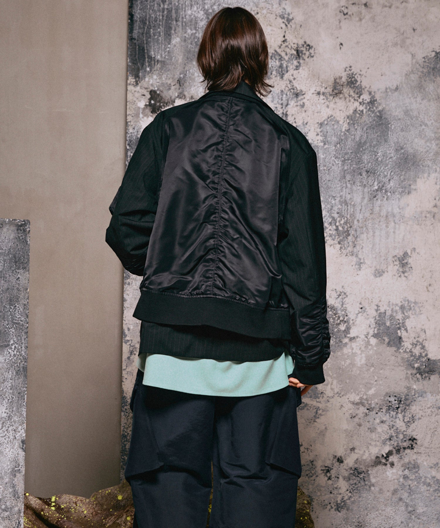 4 Colors Chambray Washable Wool Peaked Lapel Double Breasted Jacket