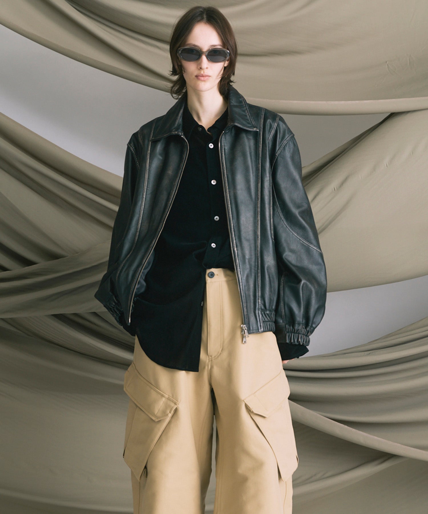 Sheep Leather Single Collard Blouson