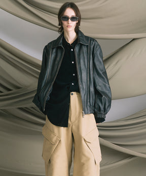 Sheep Leather Single Collard Blouson