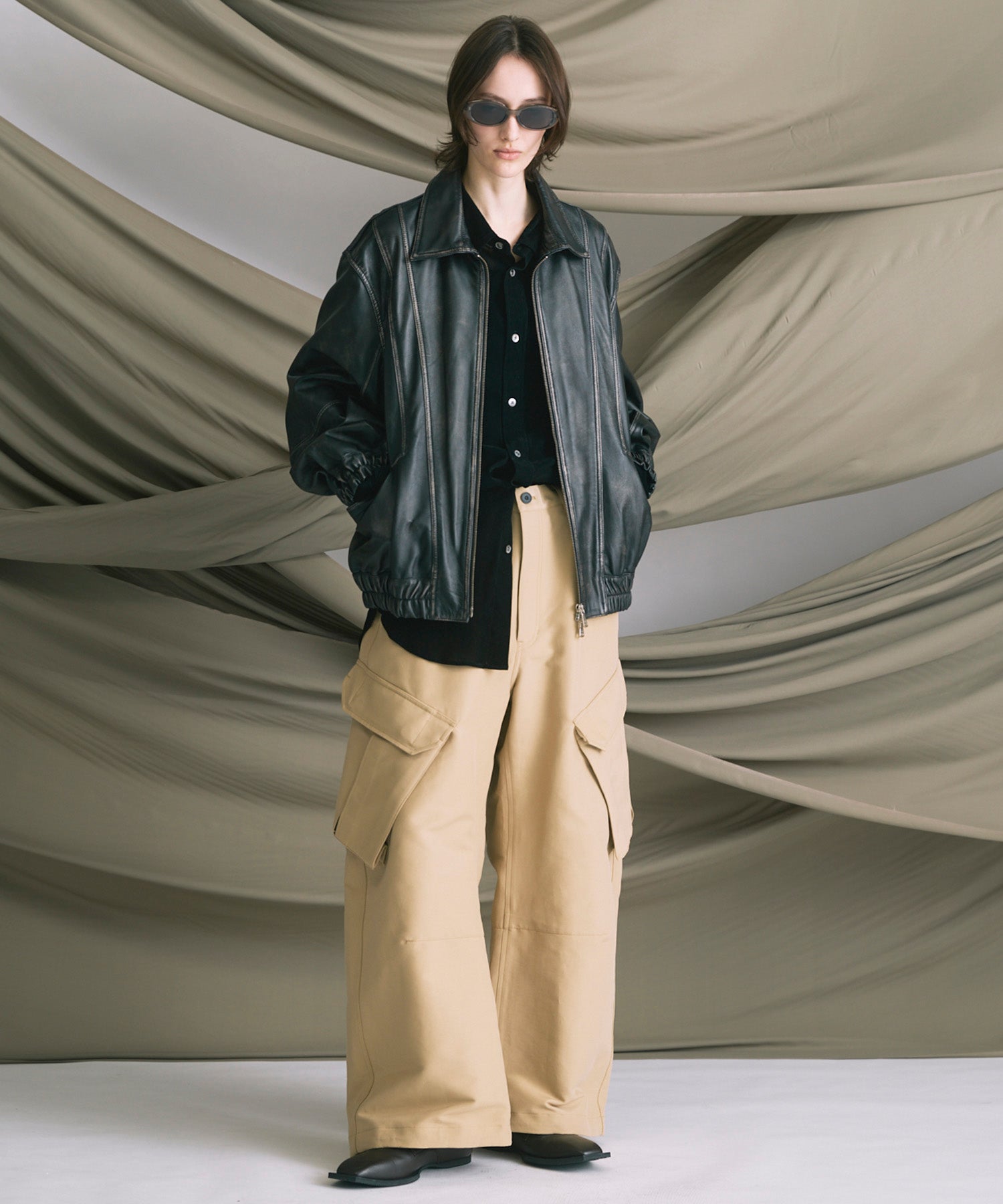 Sheep Leather Single Collard Blouson