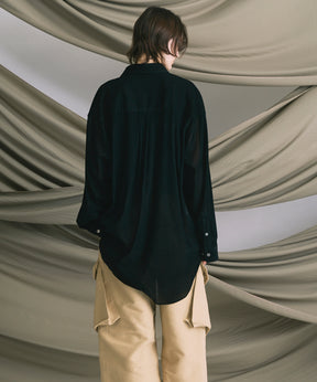 프라임 오버 플록 프린트 일반 칼라 셔츠 코트