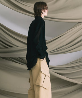 프라임 오버 플록 프린트 일반 칼라 셔츠 코트