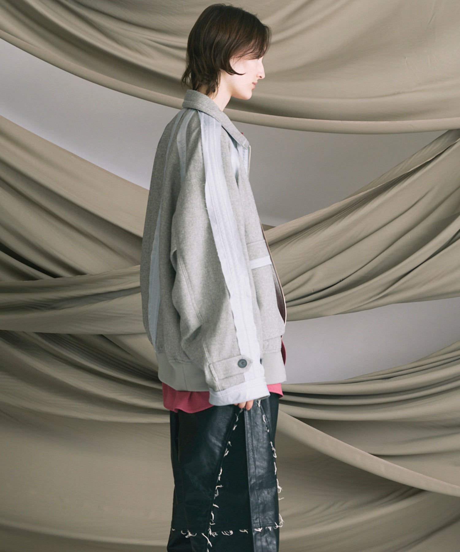 4 색 샹 브레이 세탁 가능한 양모 피크 라펠 더블 가슴 재킷