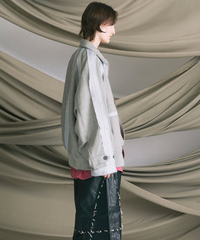 4 색 샹 브레이 세탁 가능한 양모 피크 라펠 더블 가슴 재킷