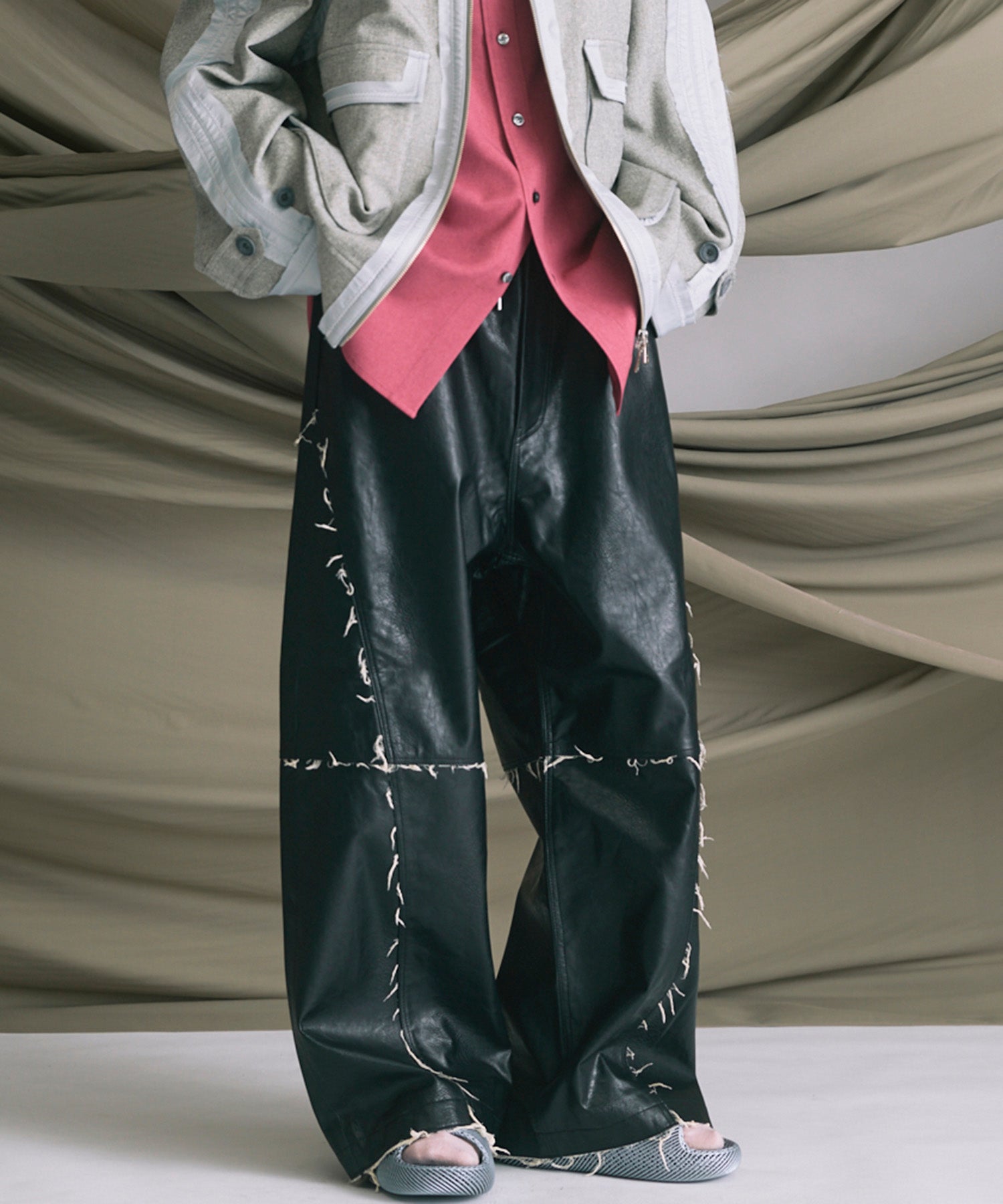 Artificial Leather Wide Pants