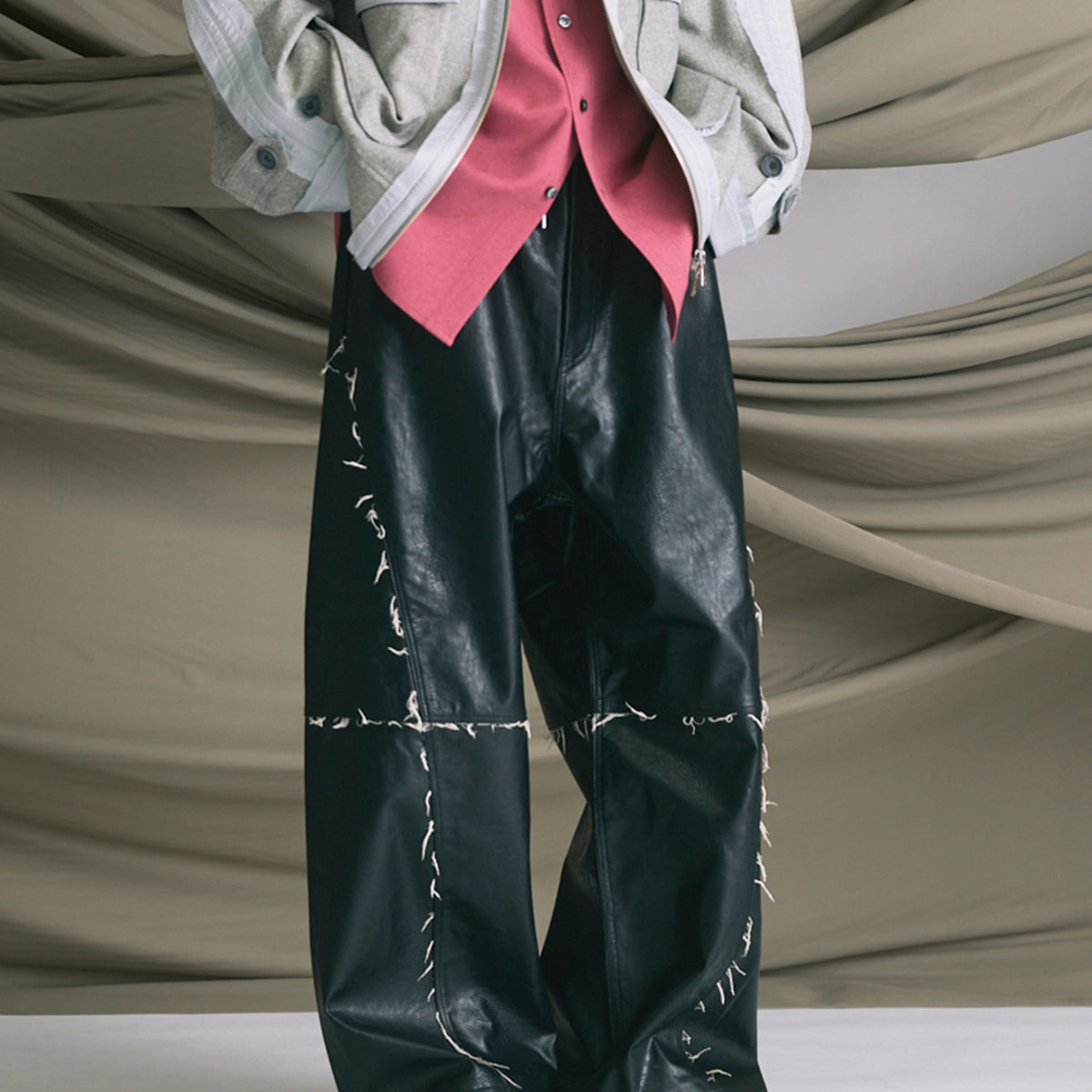 Artificial Leather Wide Pants