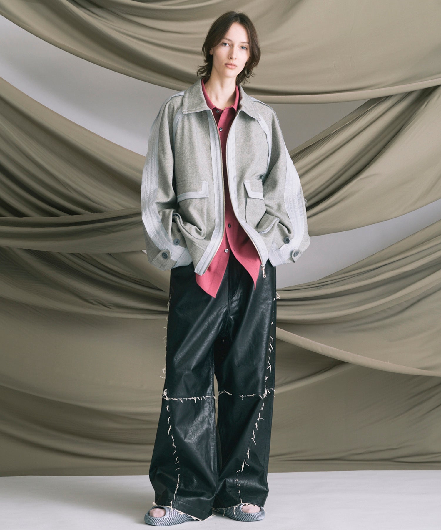 4 색 샹 브레이 세탁 가능한 양모 피크 라펠 더블 가슴 재킷