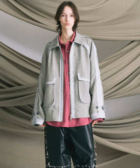 4 색 샹 브레이 세탁 가능한 양모 피크 라펠 더블 가슴 재킷