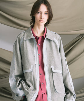 4 색 샹 브레이 세탁 가능한 양모 피크 라펠 더블 가슴 재킷