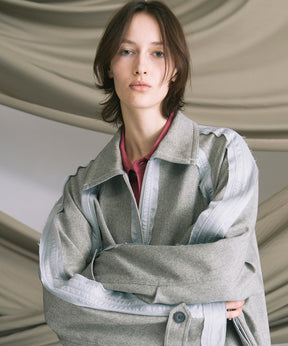 4 색 샹 브레이 세탁 가능한 양모 피크 라펠 더블 가슴 재킷