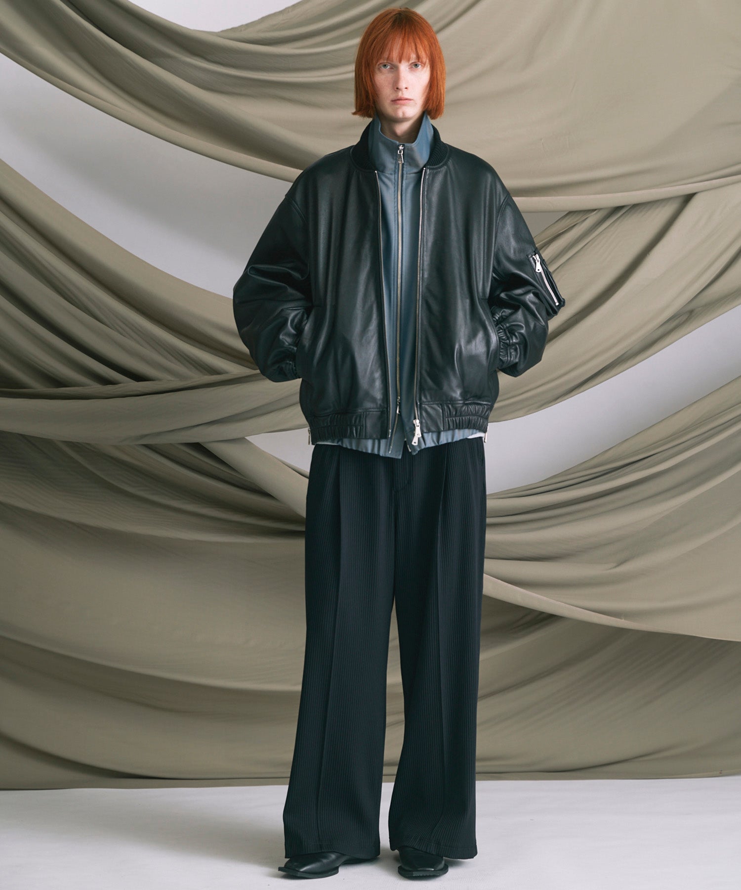 4 Colors Chambray Washable Wool Peaked Lapel Double Breasted Jacket