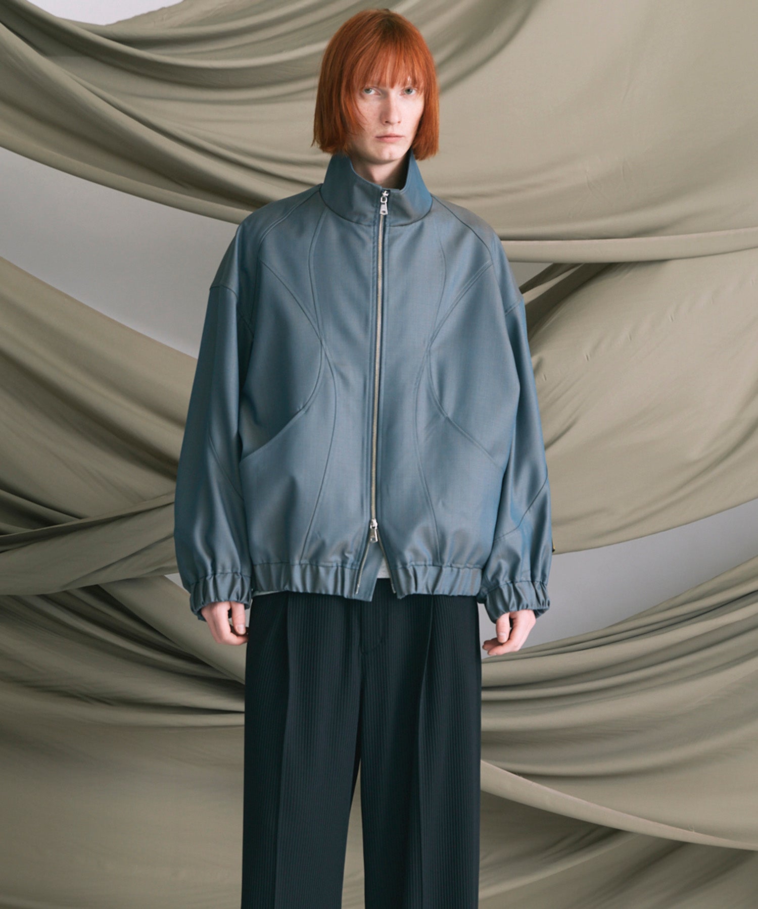 4 Colors Chambray Washable Wool Peaked Lapel Double Breasted Jacket