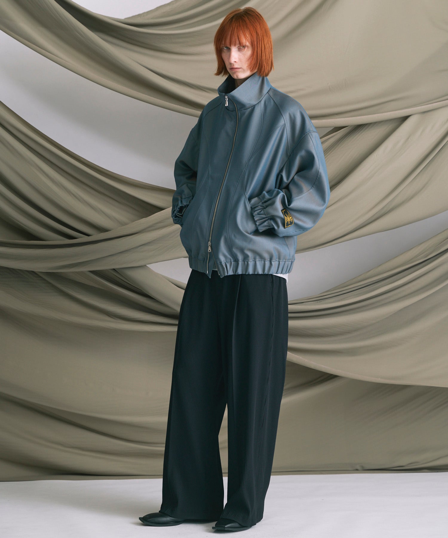 4 Colors Chambray Washable Wool Peaked Lapel Double Breasted Jacket