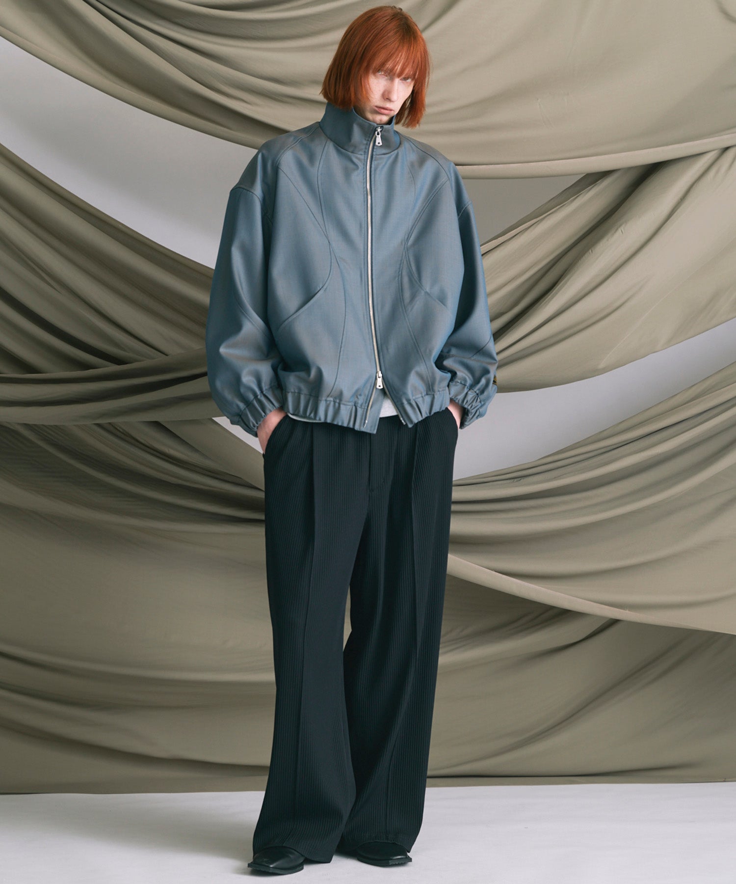 4 색 샹 브레이 세탁 가능한 양모 피크 라펠 더블 가슴 재킷