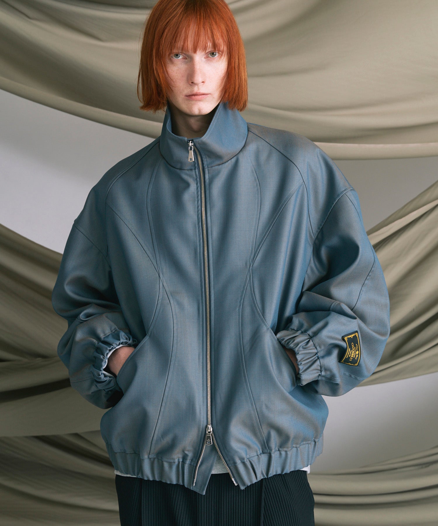 4 Colors Chambray Washable Wool Peaked Lapel Double Breasted Jacket