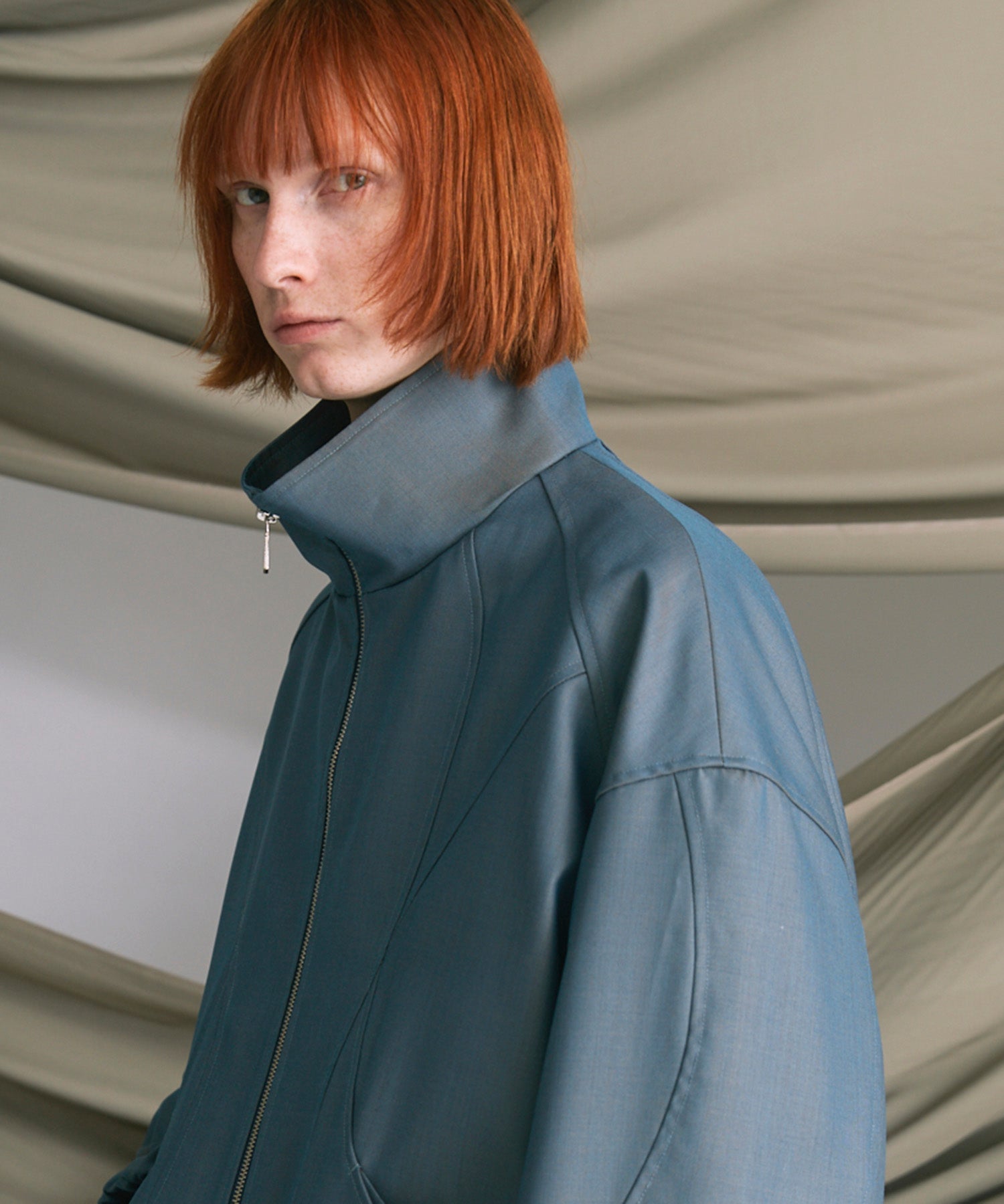 4 Colors Chambray Washable Wool Peaked Lapel Double Breasted Jacket