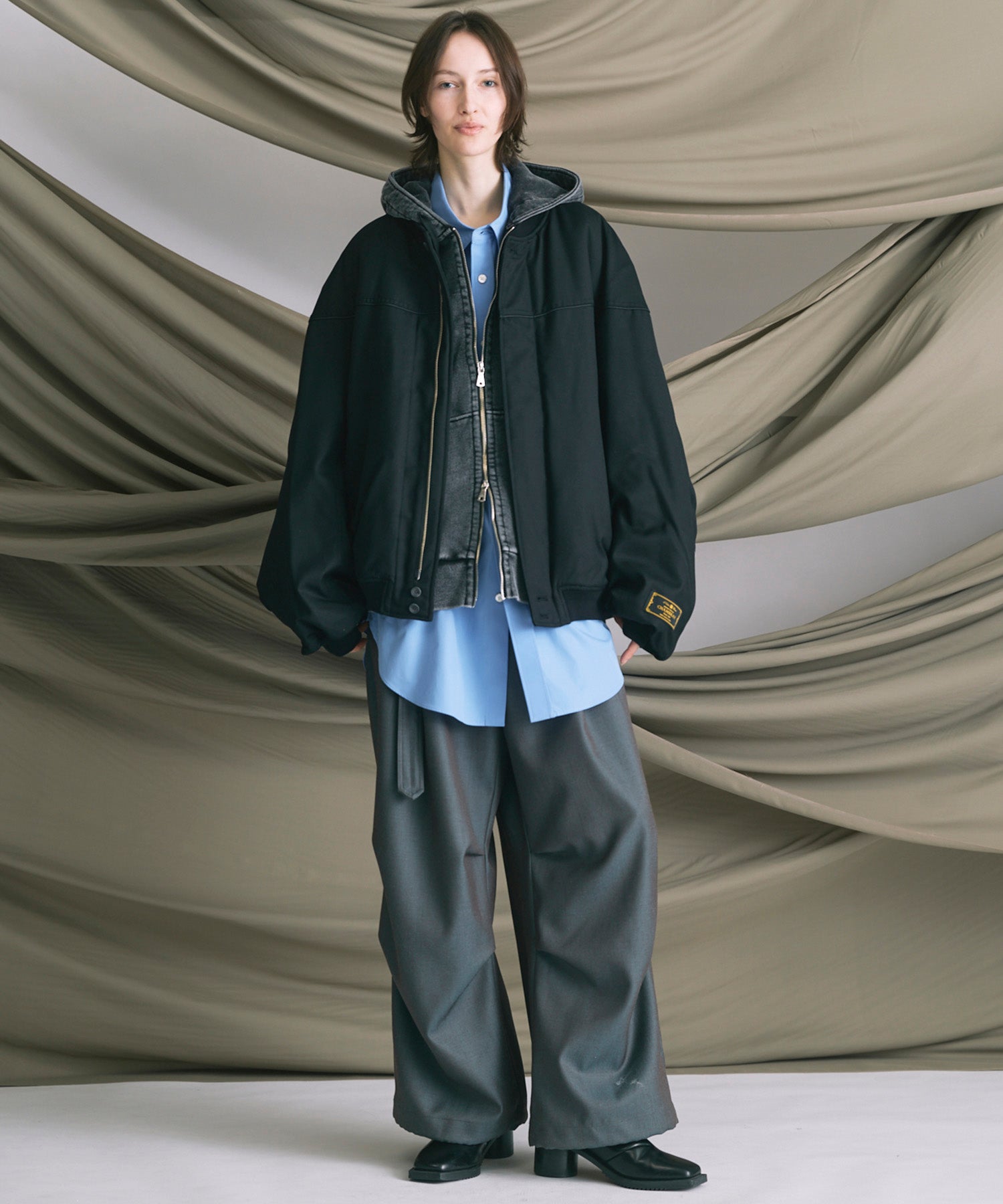 4 색 샹 브레이 세탁 가능한 양모 피크 라펠 더블 가슴 재킷