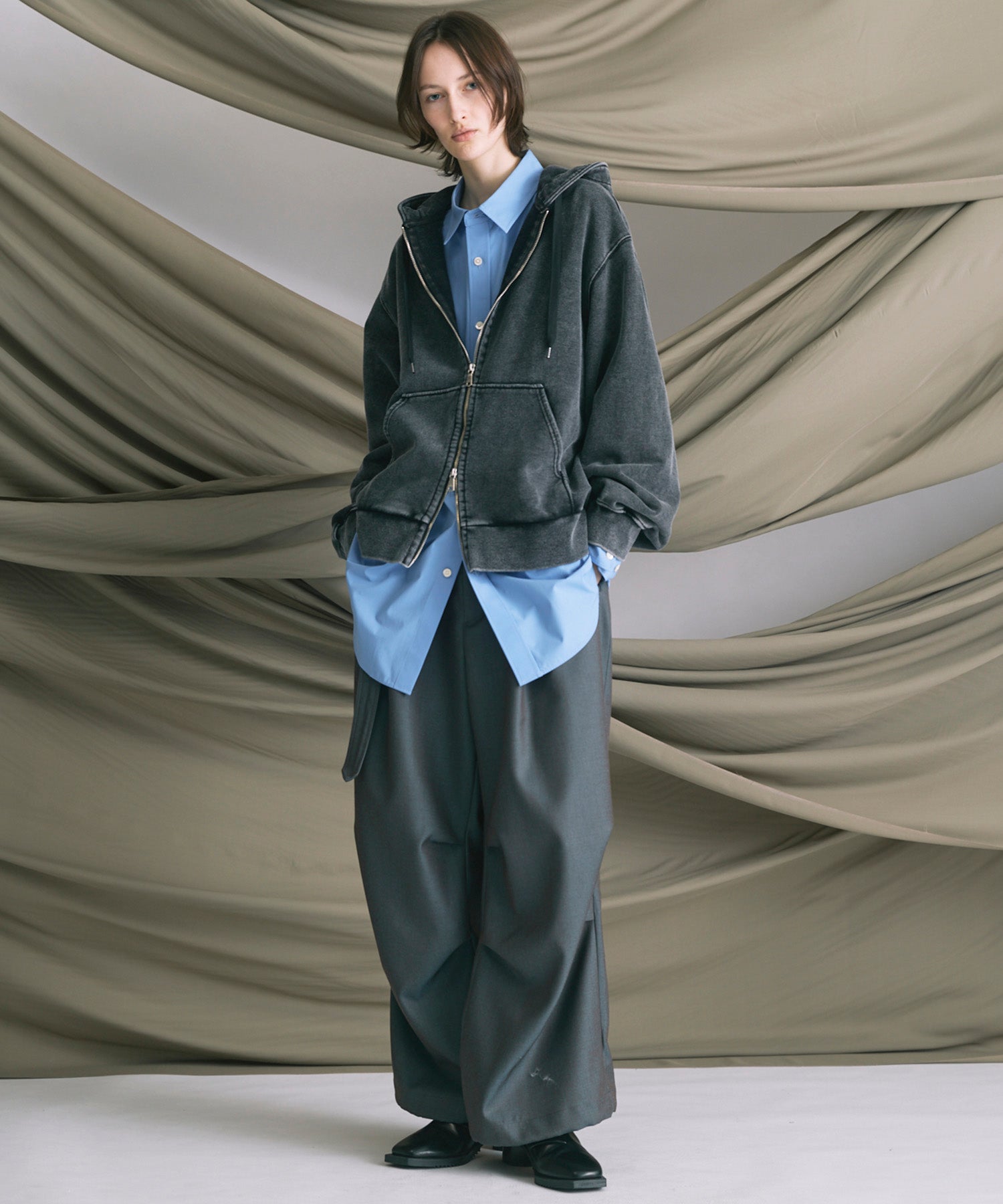 4 색 샹 브레이 세탁 가능한 양모 피크 라펠 더블 가슴 재킷