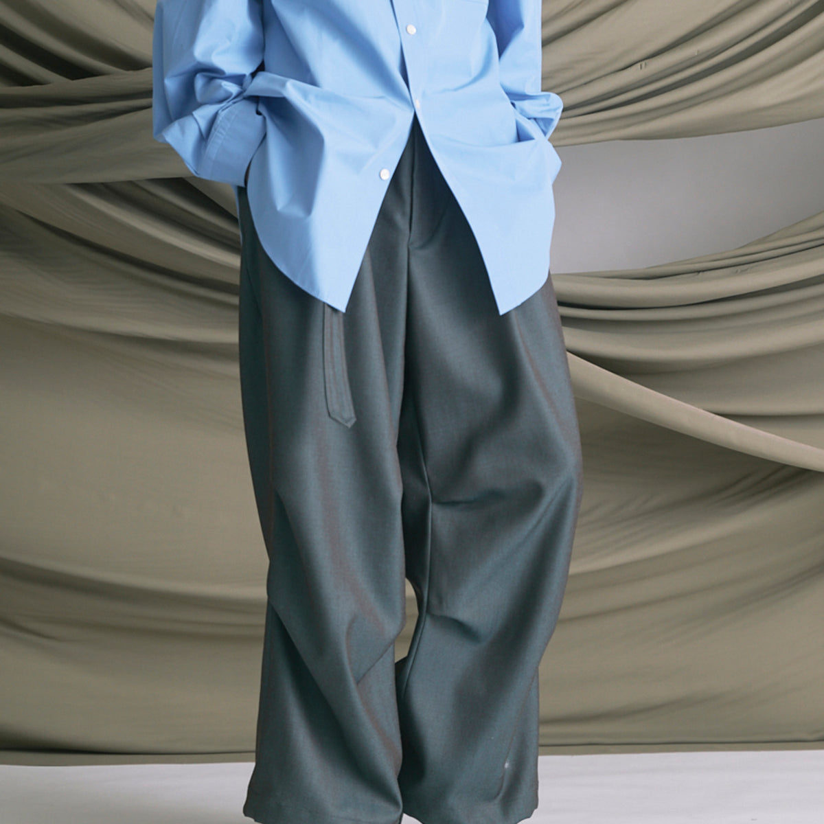 26SS PRE-ORDER】4 Colors Chambray Washable Wool Prime-Wide Snow Pants