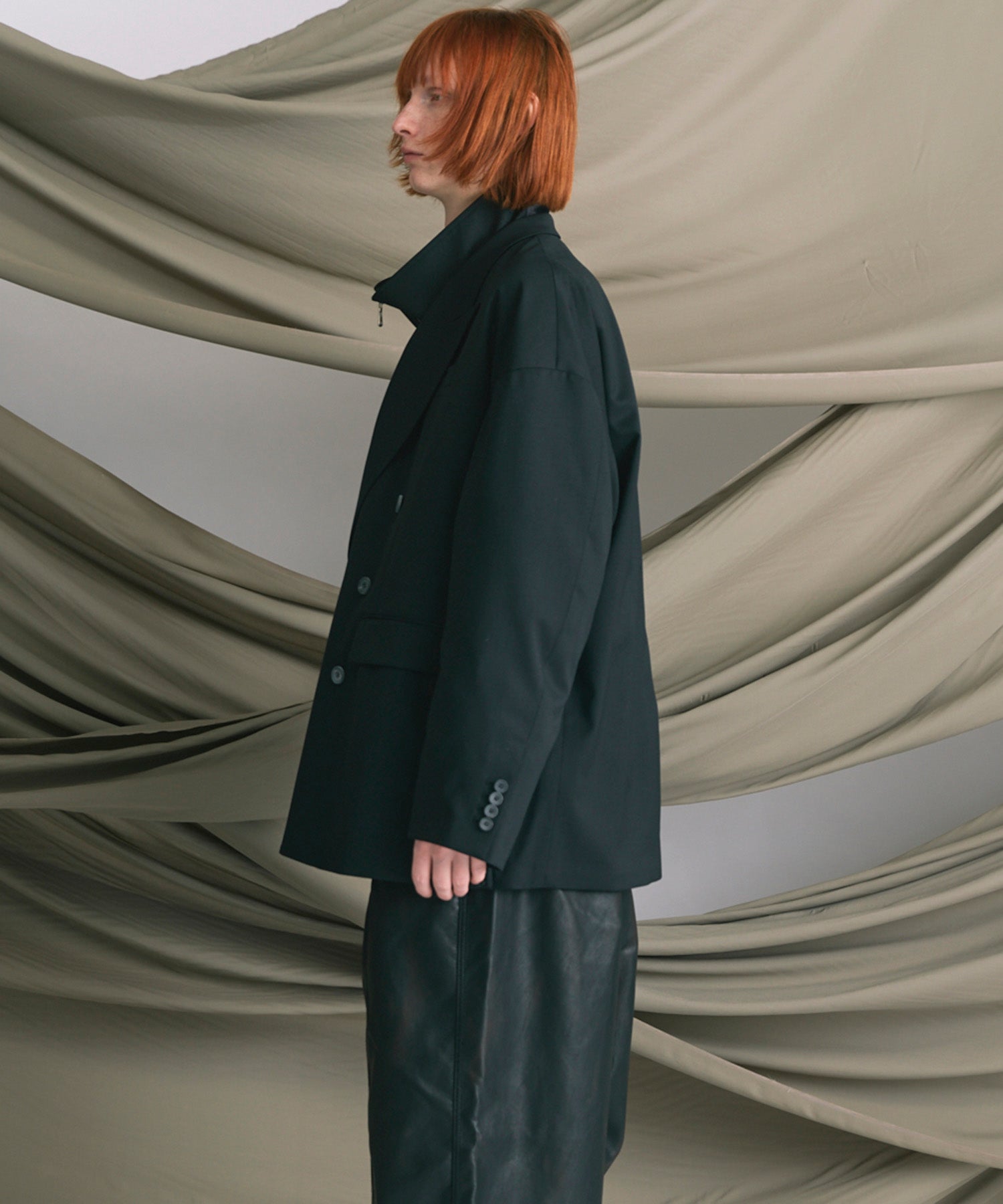 Wool Mix Smooth Prime-Over Peaked Lapel Double Tailored Jacket