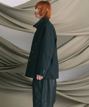 Wool Mix Smooth Prime-Over Peaked Lapel Double Tailored Jacket